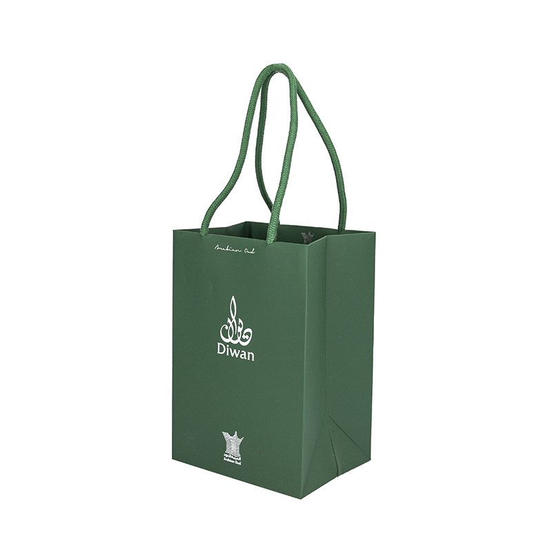Eco Friendly Green Paper Bag Custom Printed Logo